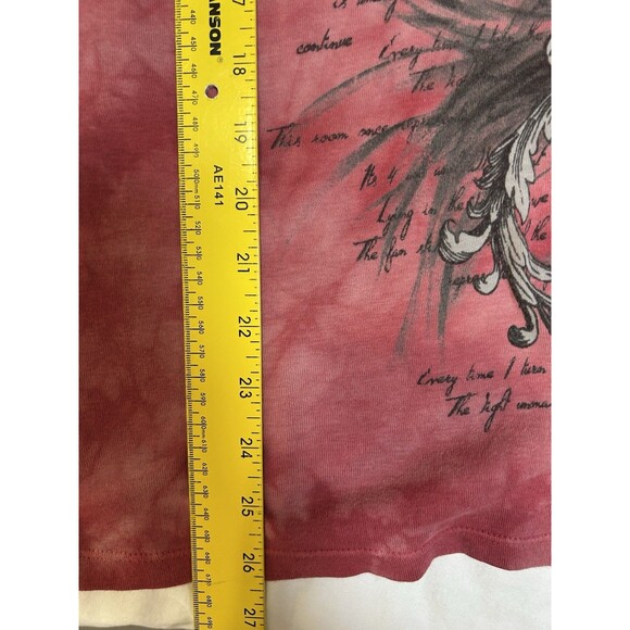 Early 2000’s Y2K Crimson Tie-Dye Long Sleeve With Floral Art Grunge Size L - Picture 3 of 12